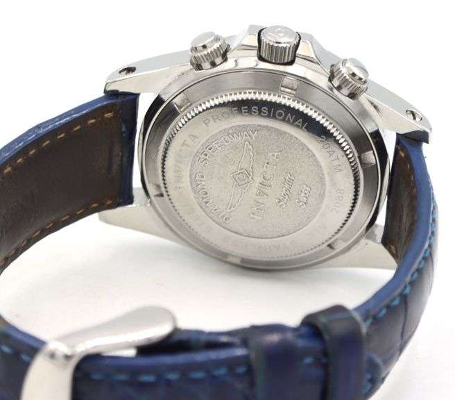 Invicta diamond Speedway MOP dial chronograph master quartz with tanzanite and diamond bezel watch