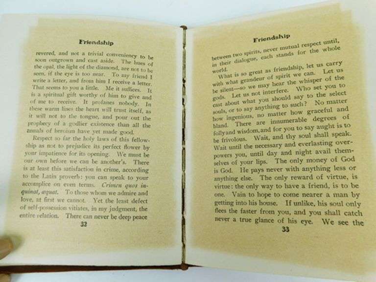 Emerson - Friendship & Other Essays Antique Book