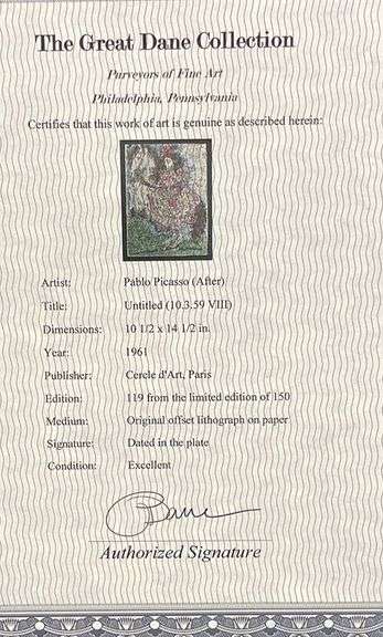 Collectible Pablo Picasso Lithograph Circa 1961