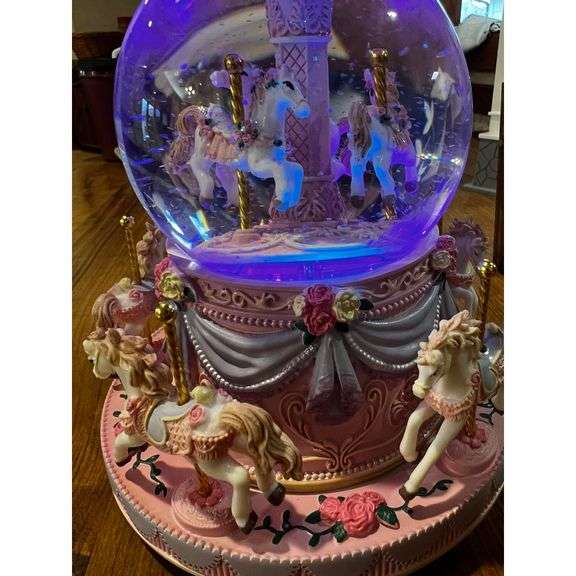 Carousel Horse Snow Globe Rotating Music Box