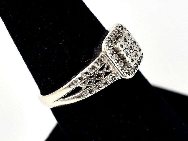 Diamond Cluster Ring in Sterling Silver