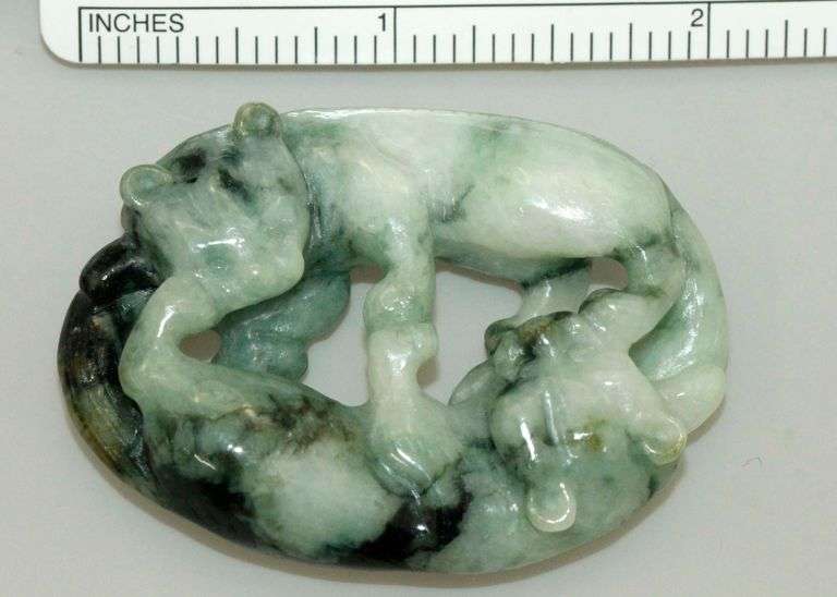 Double Happiness = Jadeite Twin Cats Amulet