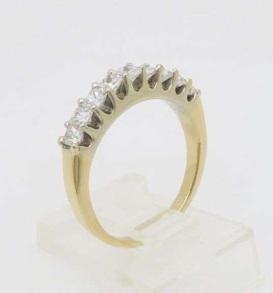 Princess Cut Diamond Band made in Yellow & White Gold