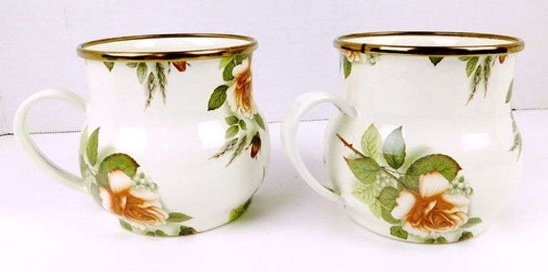 2 - 1995 MacKenzie-Childs Enameled Mugs