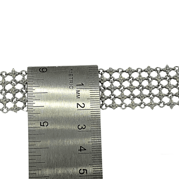 18k (750) White Gold Natural Diamond Mesh Bracelet
