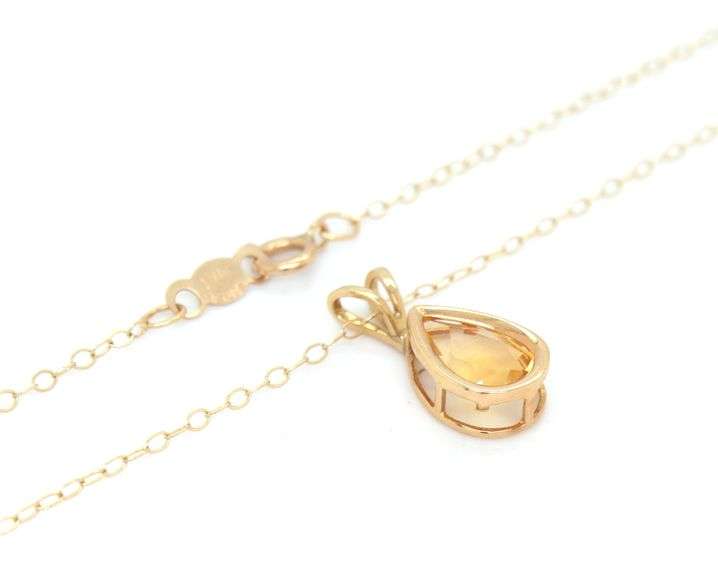 Nice 14K YG Citrine Earring and Pendant Suite