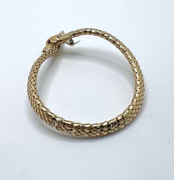 18K Yellow Gold and Ruby Bvlgari inspired Snake Bracelet