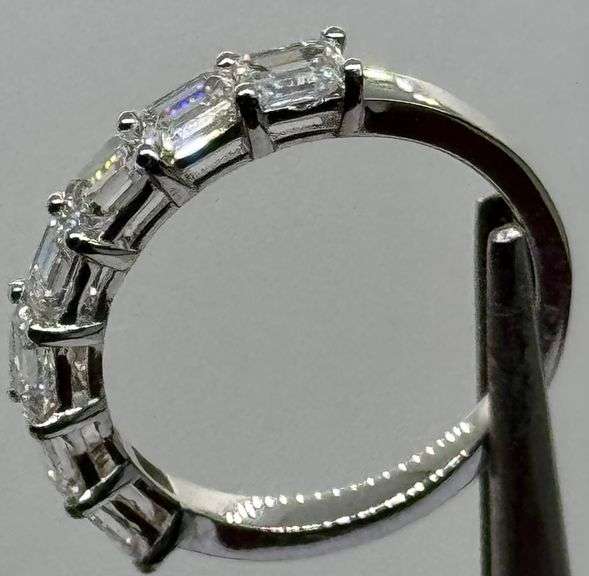 14K Oval Cut White Gold Lab Diamond Wedding Band