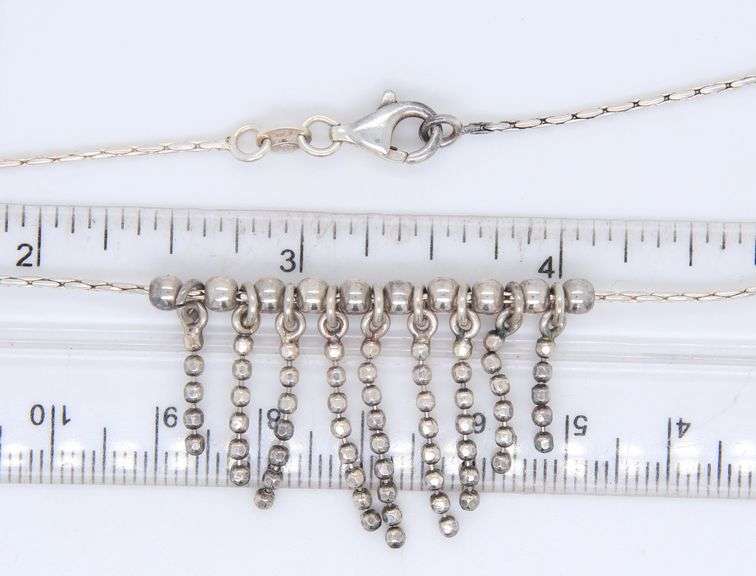 Vintage 925 sterling silver charm dangle necklace