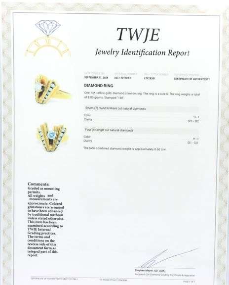 Dazzling Yellow Gold approximate 0.60ctw Chevron Diamond Ring