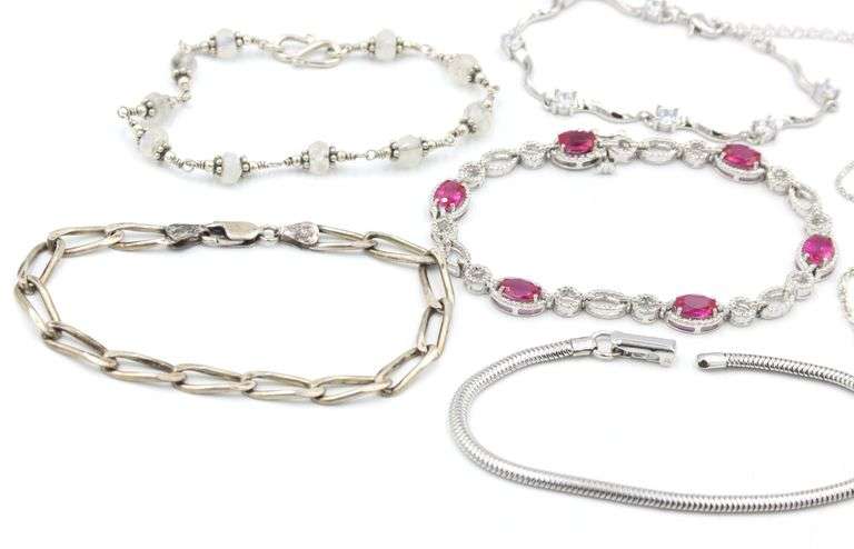 Group lot of 8 Vintage 925 sterling silver bracelets