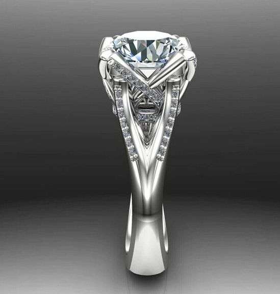 Sparkling 5.5 Ct 14 Kt White Gold Plated Engagement Ring