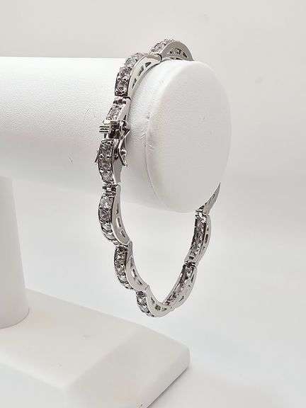 Dazzling 14 Kt  White Gold Plated Tennis Bracelet