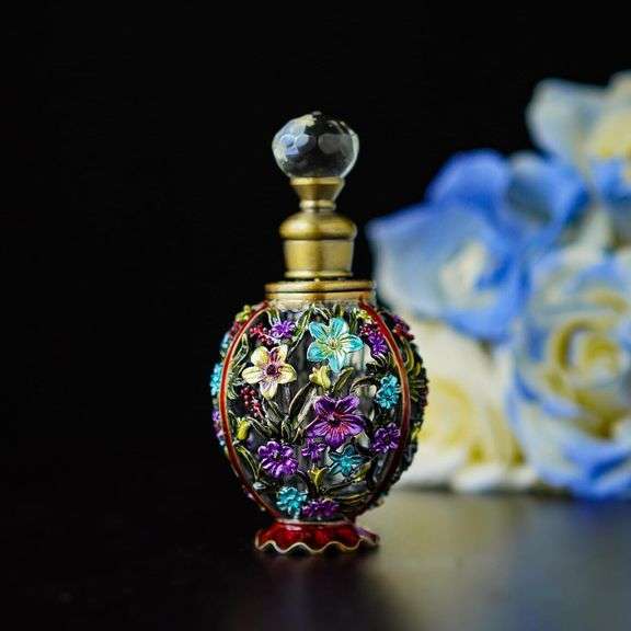Vintage Flower Glass Refillable Perfume Bottle