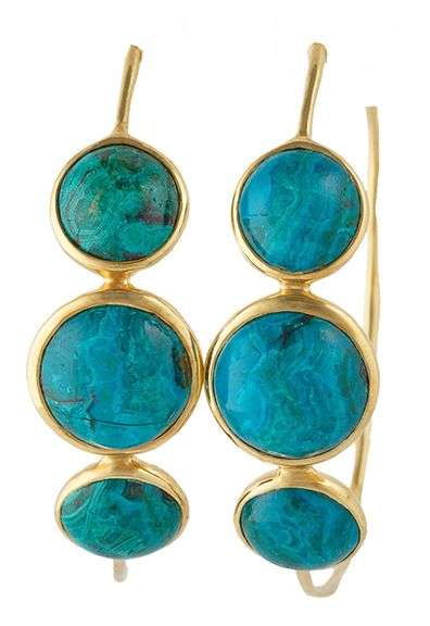 Ippolita Lollipop Turquoise Three Stone Hoop Earrings in 18K