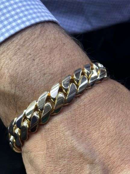 14K Yellow Gold Solid Miami Cuban Bracelet