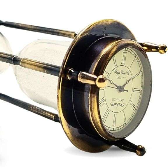 Black Nautical Compass Hourglass