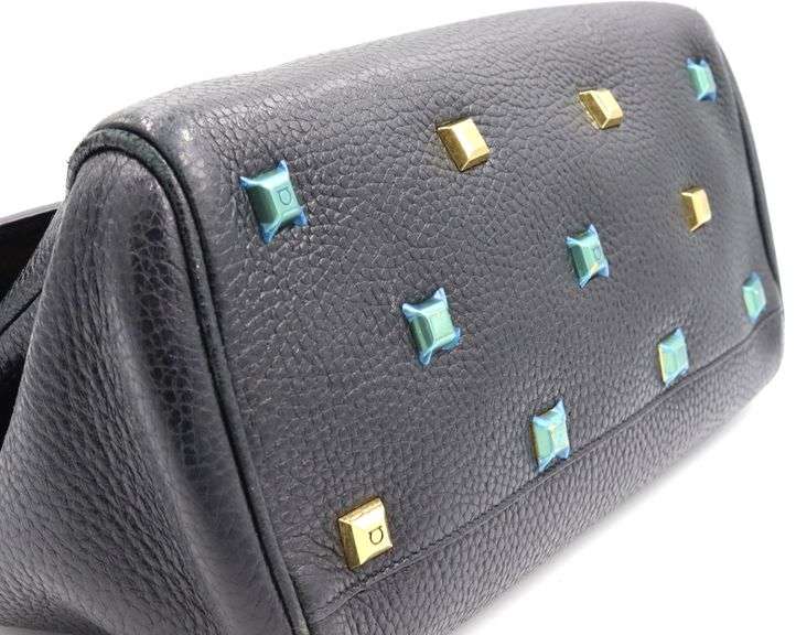 Salvatore Ferragamo Hammered Calfskin Studio Rock Bag W/Strap