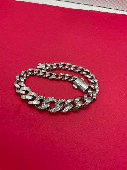 BRAND NEW-CERTIFIED-14KT WHITE GOLD AND DIAMOND CUBAN LINK BRACELET- 19.40 GRAMS!