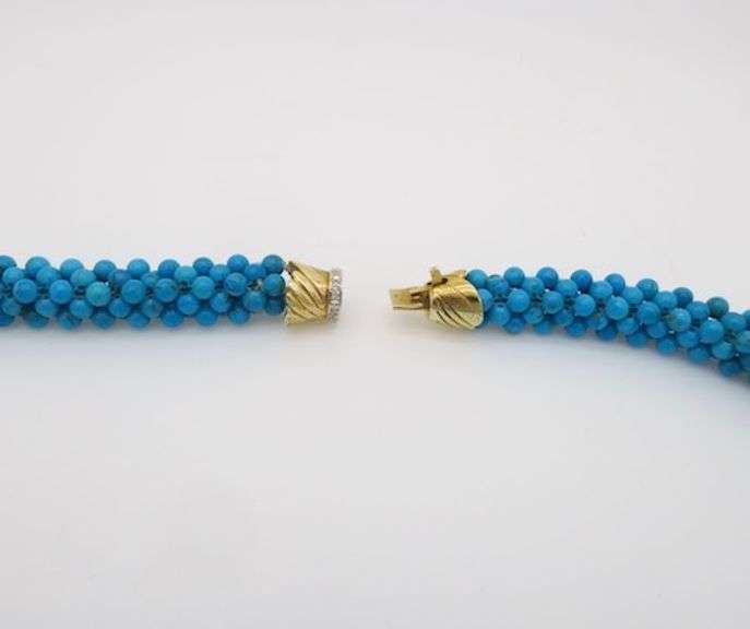 Turquoise Choker With Diamond & Gold Clasp