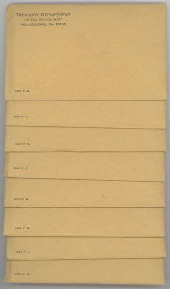8 UNOPENED 1964 US Silver Proof Sets. Sealed in original envelopes