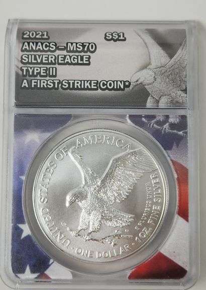 2021 MS 70 Silver Eagle TYPE ll, First Strike