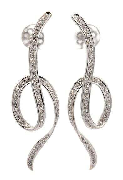 0.60ctw Diamond Swirl Loop Earrings in 14K