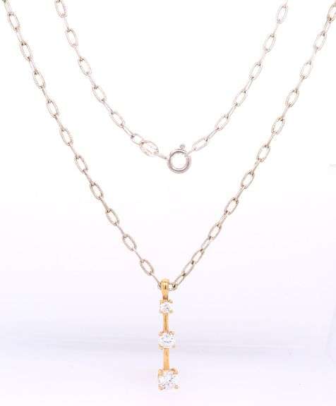 925 Sterling Silver Signed Cubic Zirconia Pendant on Chain Necklace