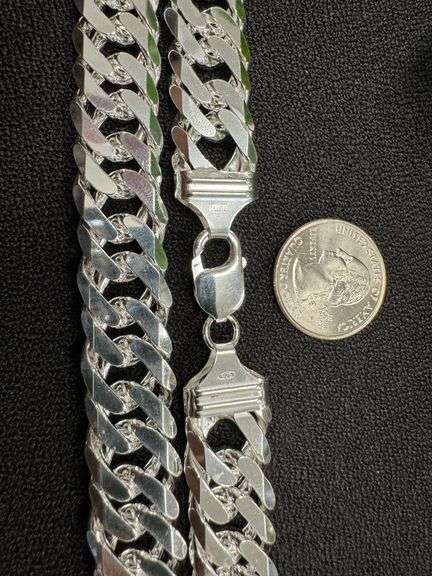 Sterling Silver 16mm Heavy Double Curb Chain Cuban Link 925 Italy Bracelet 9"