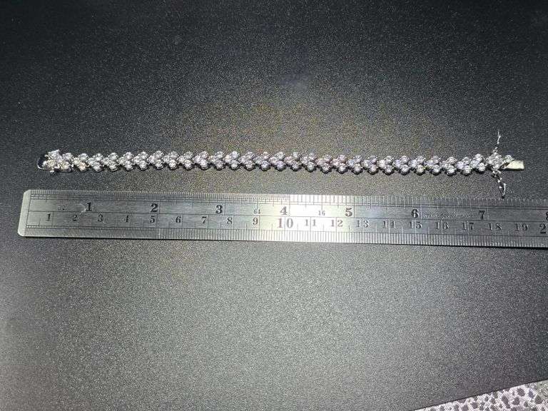 Huge Sparkling 23.5 Ctw 14 Kt White Gold Plated Tennis Bracelet 14 Kt Gold Plated Tennis Bracelet