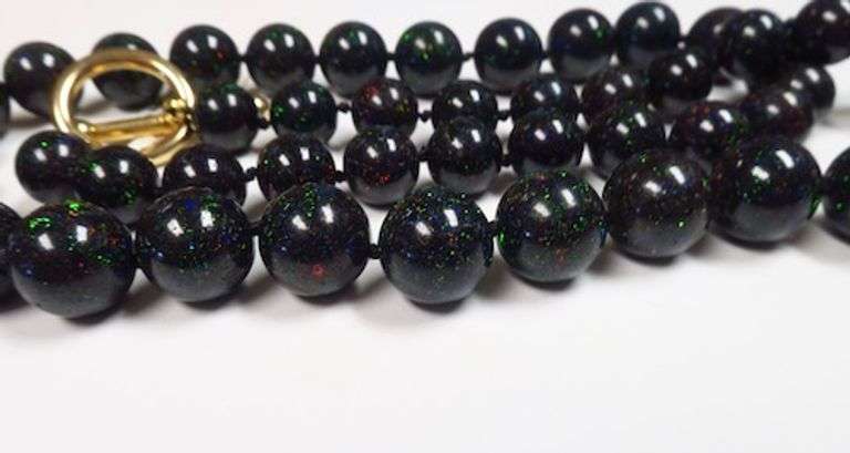 Black Matrix Opal Beaded Necklace