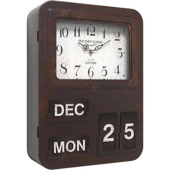 Vintage Calendar Wall Clock with Hidden Safe