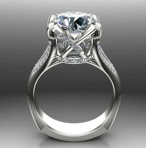 Sparkling 5.5 Ct 14 Kt White Gold Plated Engagement Ring