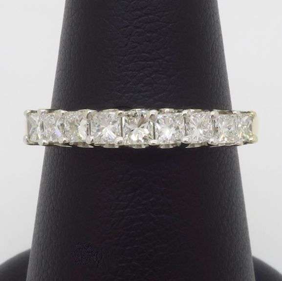 Princess Cut Diamond Band made in Yellow & White Gold