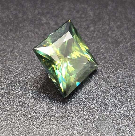 Huge Rare 10.5 Ct Forest Green Princess Cut Lab Simulated Diamond