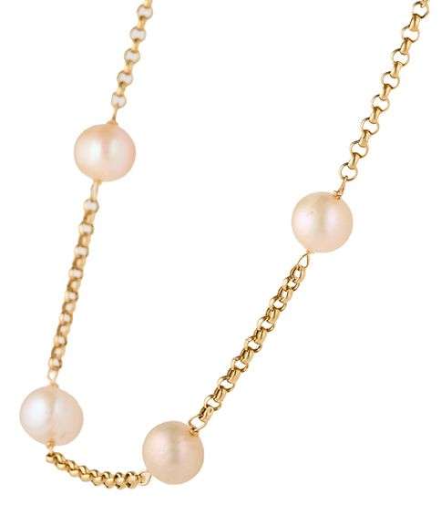 Rajoi Cultured Pearl Station Necklace in 18K