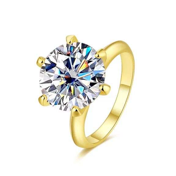 14 Kt Yellow Gold Plate Sparkling 1 Ct Vvs1 Simulated White Diamond Solitaire Ring