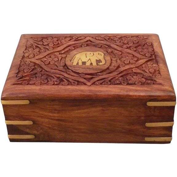 Handcrafted Sheesham Wood Keepsake Storage Box