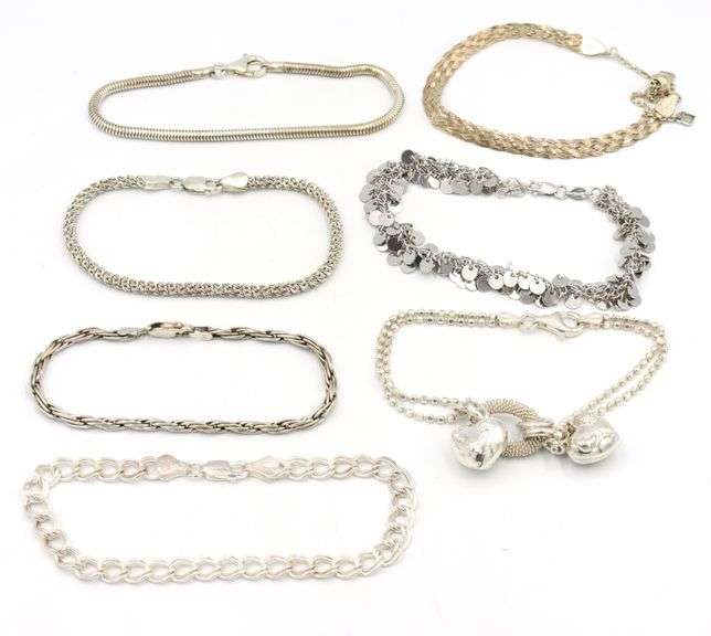 Group lot of 7 Vintage 925 sterling silver bracelets