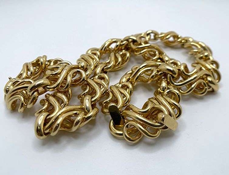 18K Italian yellow gold Entwined link necklace