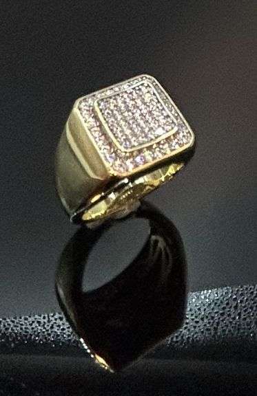 Men's 14 Kt Gold Plate 5.75 Cttw. Lab Simulated Diamond Ring
