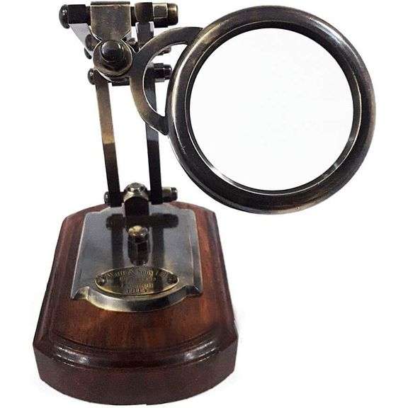 Brass Magnifying Glass with Wood Stand
