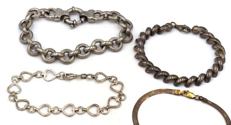 Group lot of 6 Vintage 925 sterling silver bracelets
