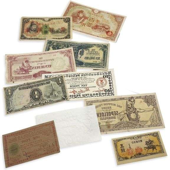 10 Rare WWII  Banknote Collection with COA
