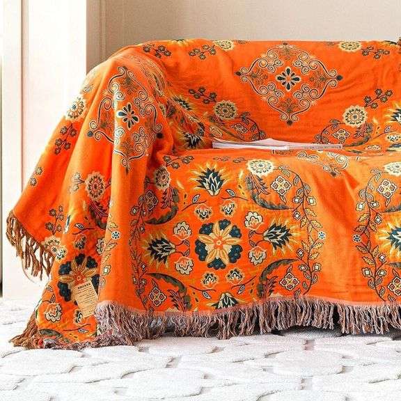 Boho Floral Cotton Throw Blanket Ultra Soft Rustic Quilt