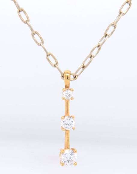 925 Sterling Silver Signed Cubic Zirconia Pendant on Chain Necklace