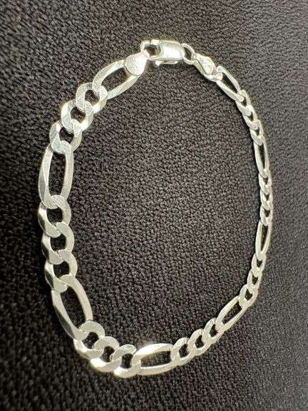 Men's 6mm Solid .925 Sterling Silver Flat Figaro Chain Link Italy Bracelet 7"