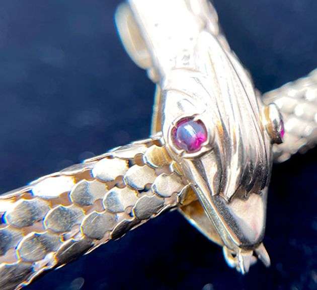18K Yellow Gold and Ruby Bvlgari inspired Snake Bracelet