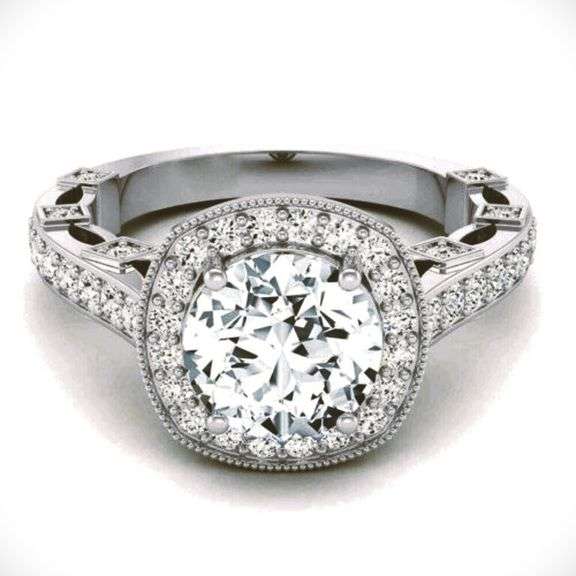 4 Kt White Gold Plated Sparkling 3.15 Ct White Blue Ice Lab Simulated Diamond Ring