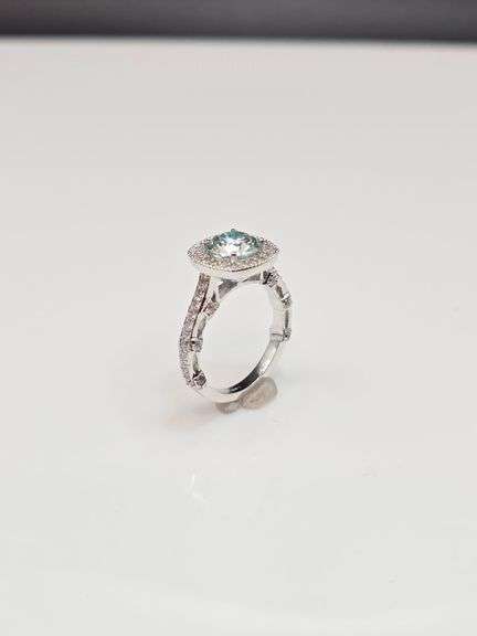 4 Kt White Gold Plated Sparkling 3.15 Ct White Blue Ice Lab Simulated Diamond Ring